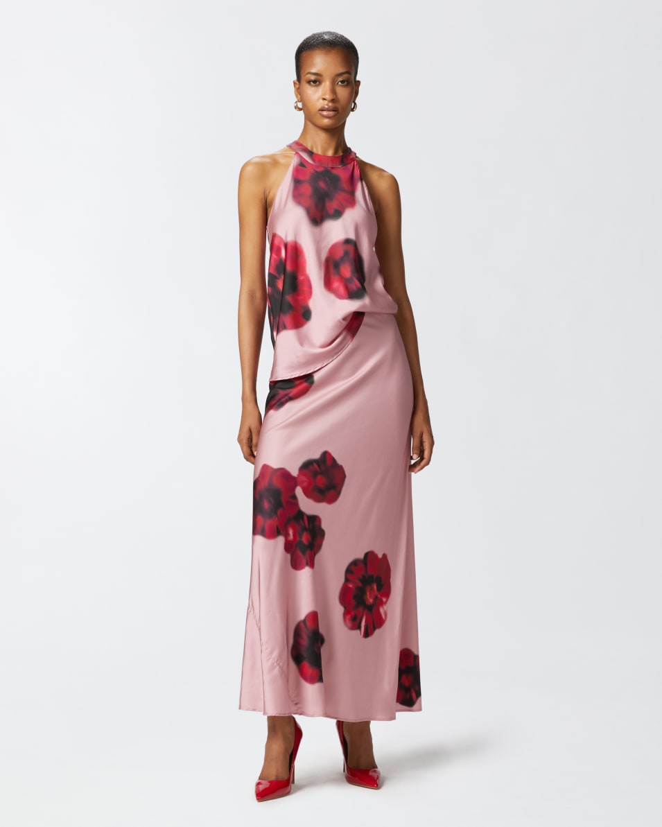 Pinko Langer Satinrock mit Blumenprint Günstig kaufen