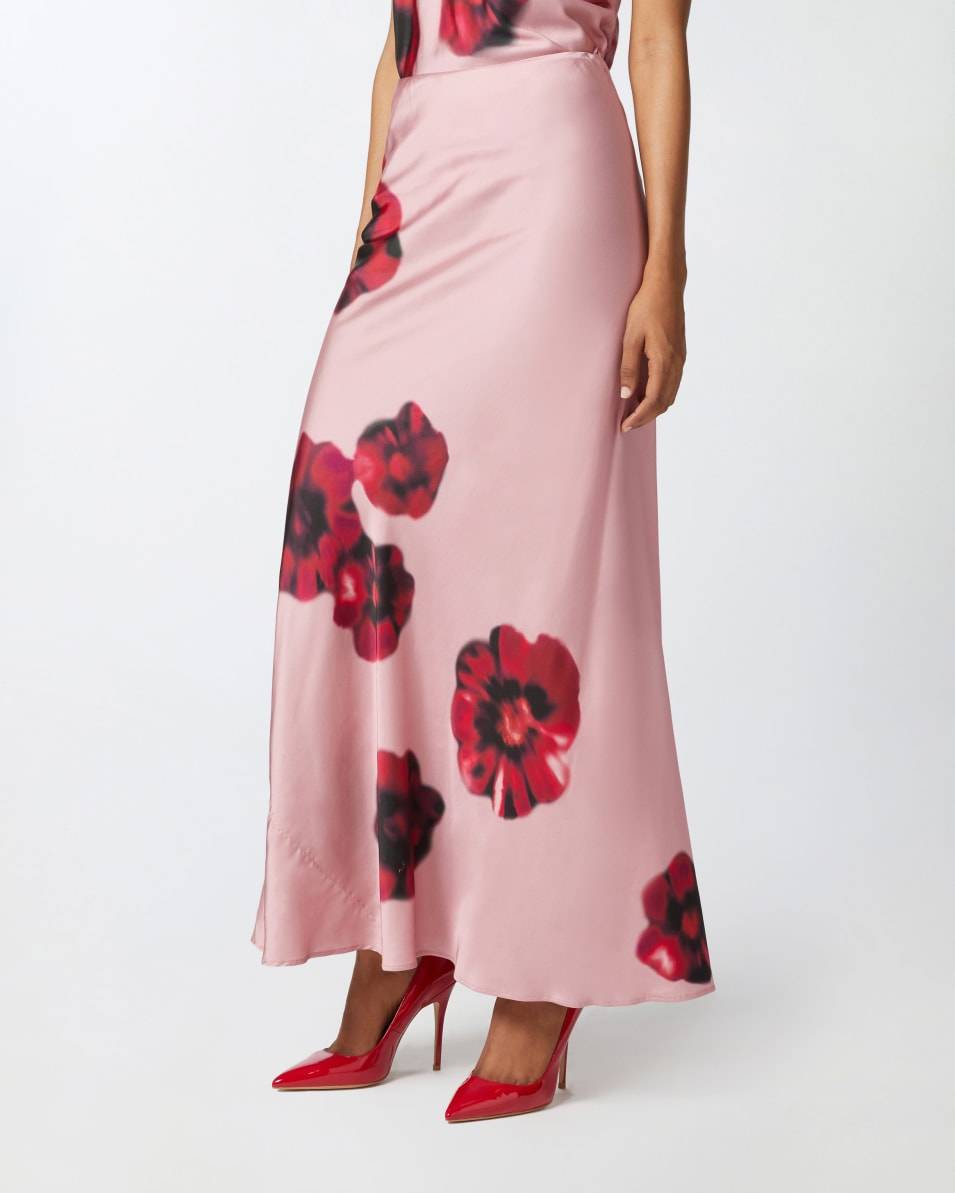 Pinko Langer Satinrock mit Blumenprint Günstig kaufen