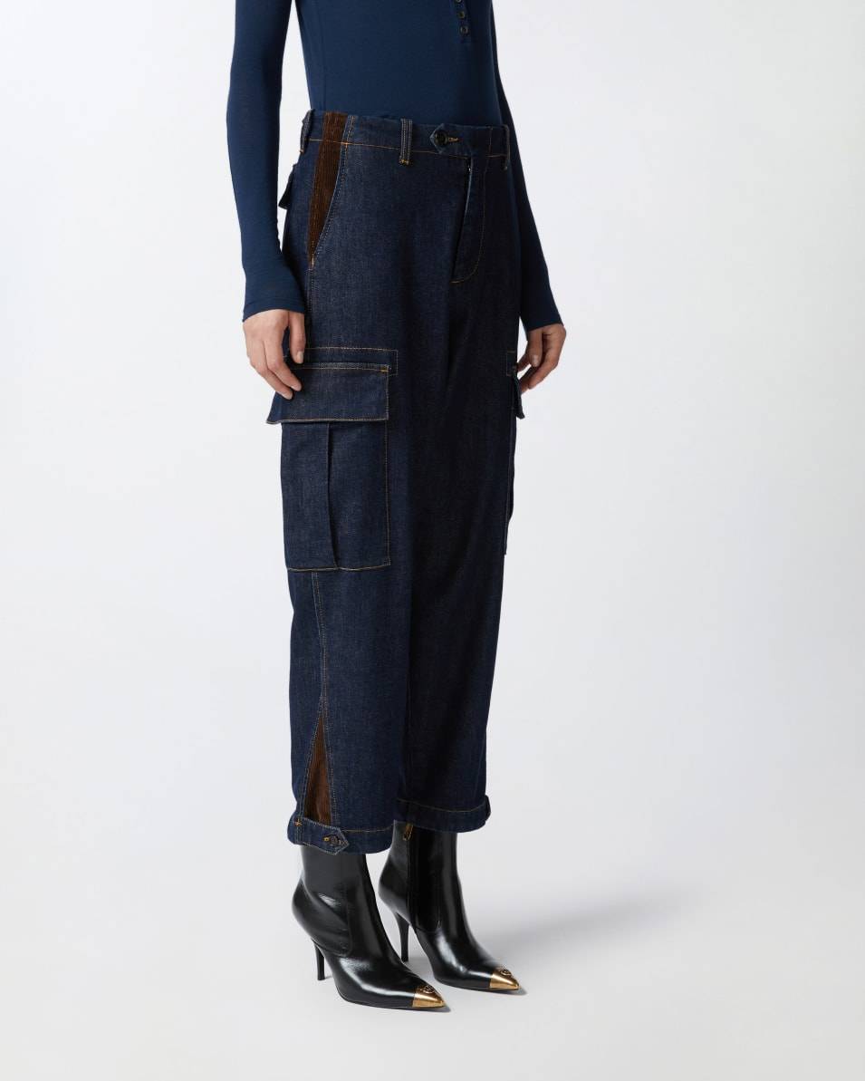 Pinko Dunkelblaue Cargo-Jeans mit Maxitaschen Exklusivangebot