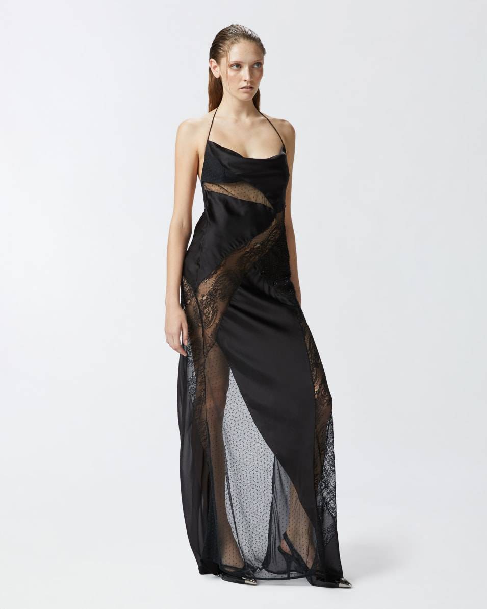 Pinko Elegantes langes Patchwork-Kleid Saisonschlussverkauf
