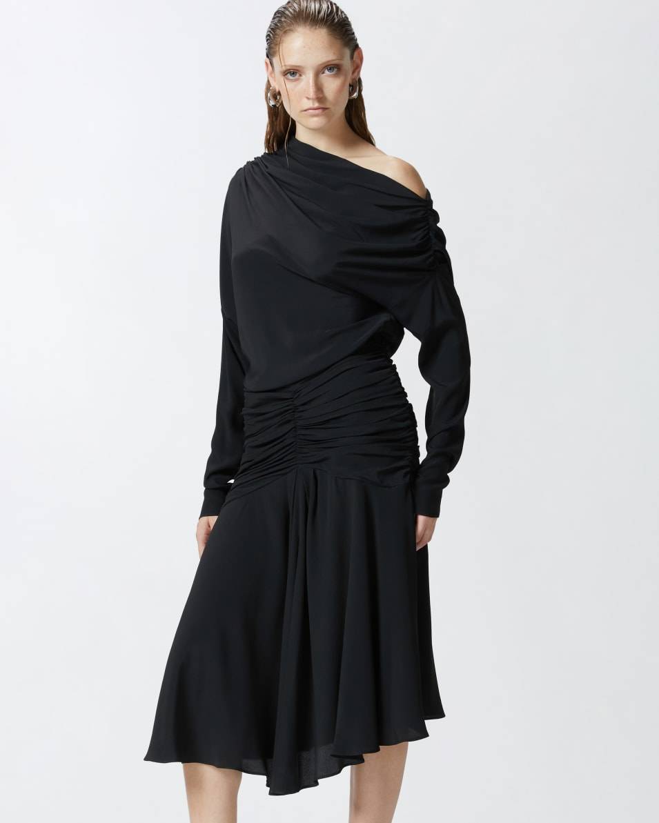 Pinko Crêpe-Midikleid mit Drapierungen aus Seidenmix Black Friday