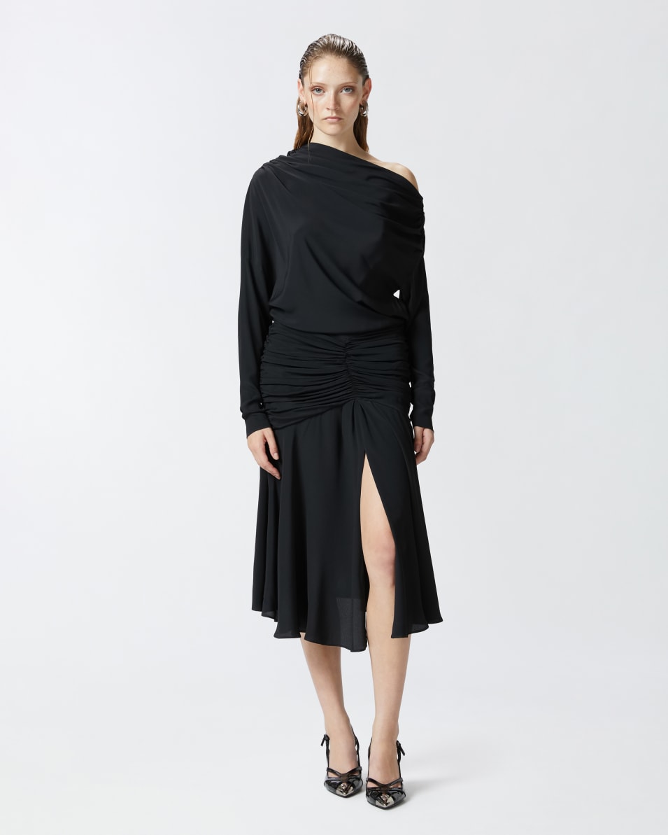 Pinko Crêpe-Midikleid mit Drapierungen aus Seidenmix Black Friday