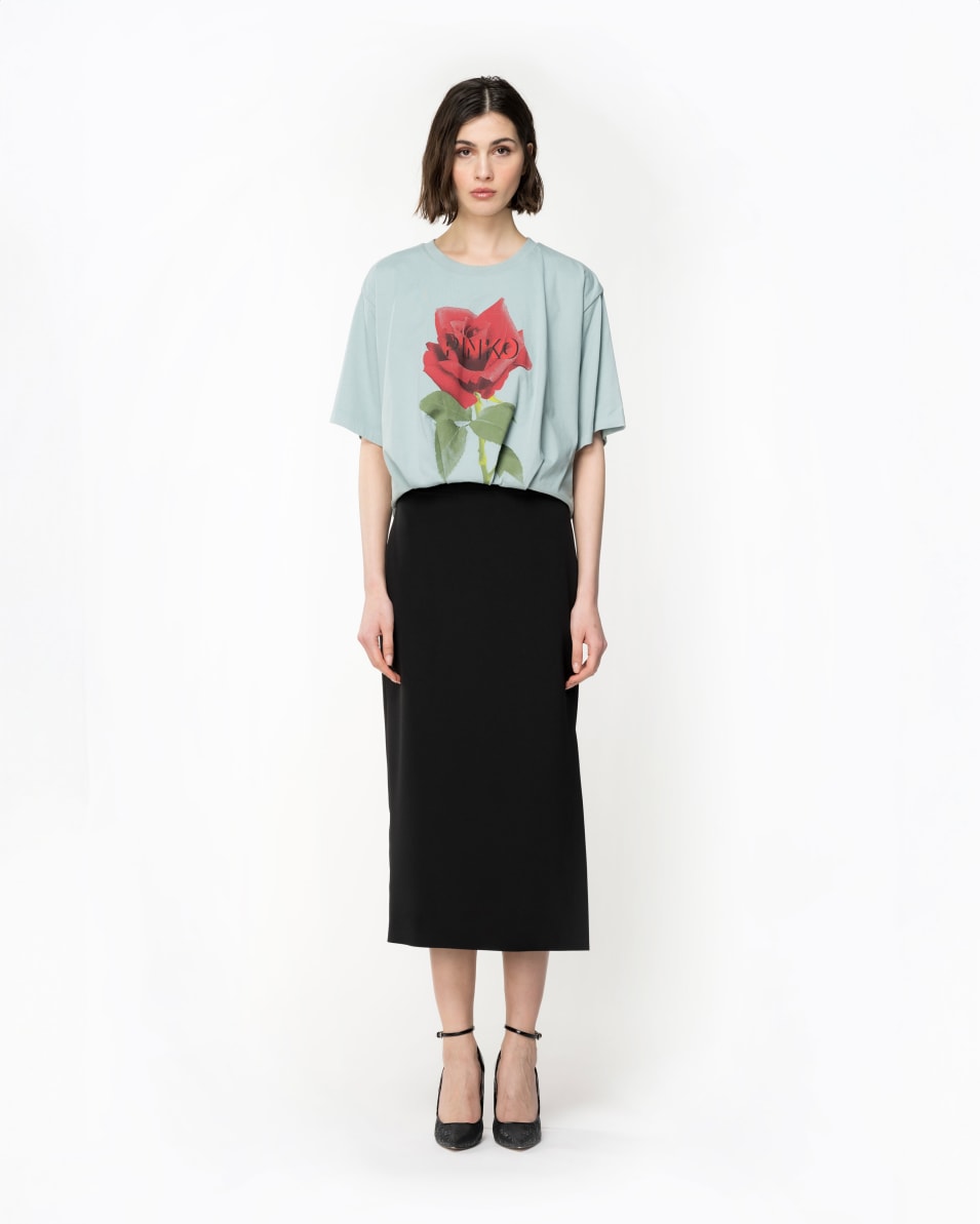 Pinko Cropped-T-Shirt mit Rosen-Print zollfrei