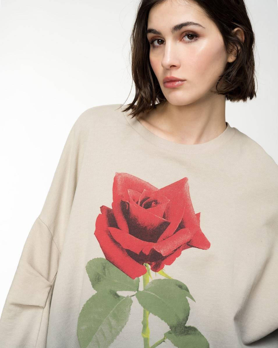 Pinko Farbverlauf-Sweatshirt mit Rosen-Print Outlet