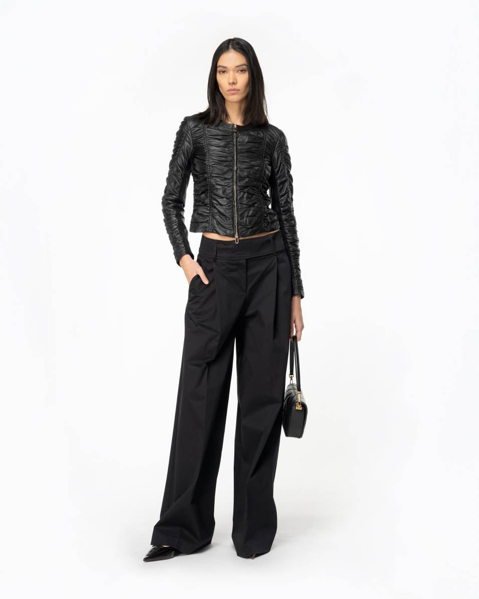 Pinko Jacke aus gerafftem Nappaleder im Angebot