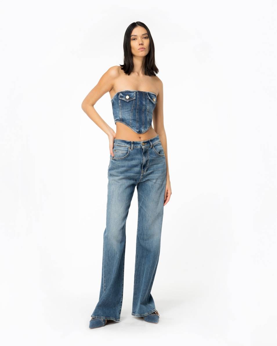 Pinko Wide-Leg-Jeans aus Vintage-Denim Online Shopping