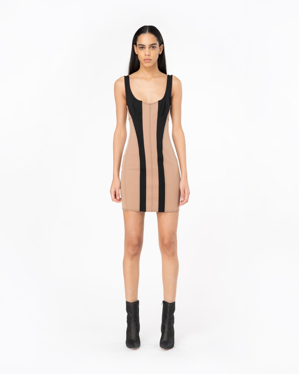 Pinko Anliegendes Bimaterial-Minikleid Jubiläumsangebot