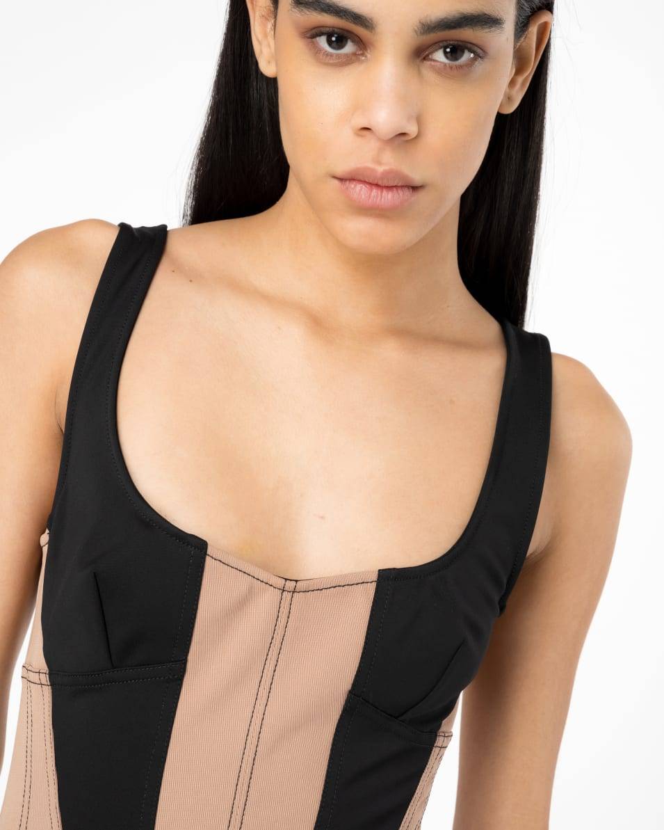 Pinko Anliegendes Bimaterial-Minikleid Jubiläumsangebot