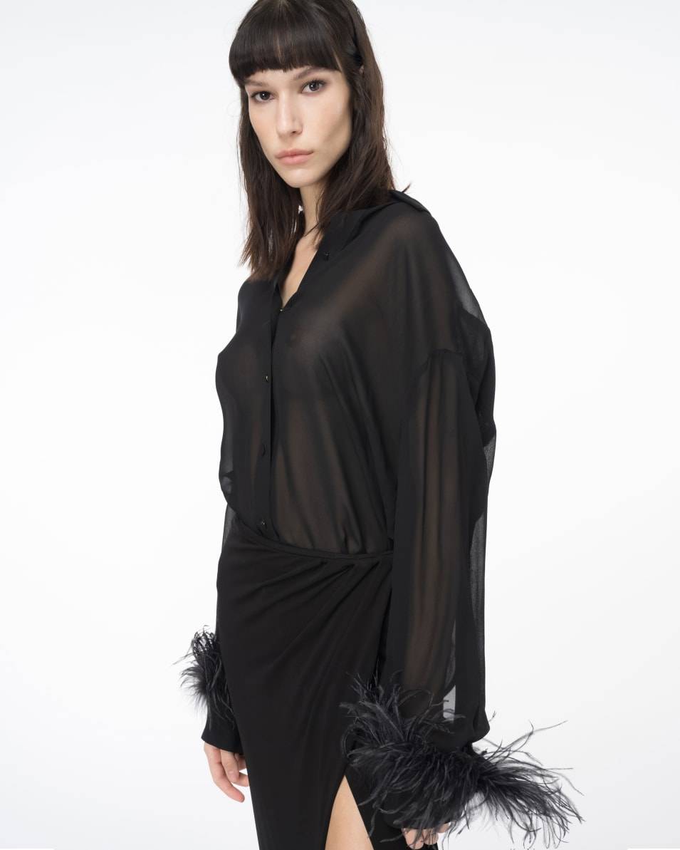 Pinko Lange Hemdbluse mit Federn 2025