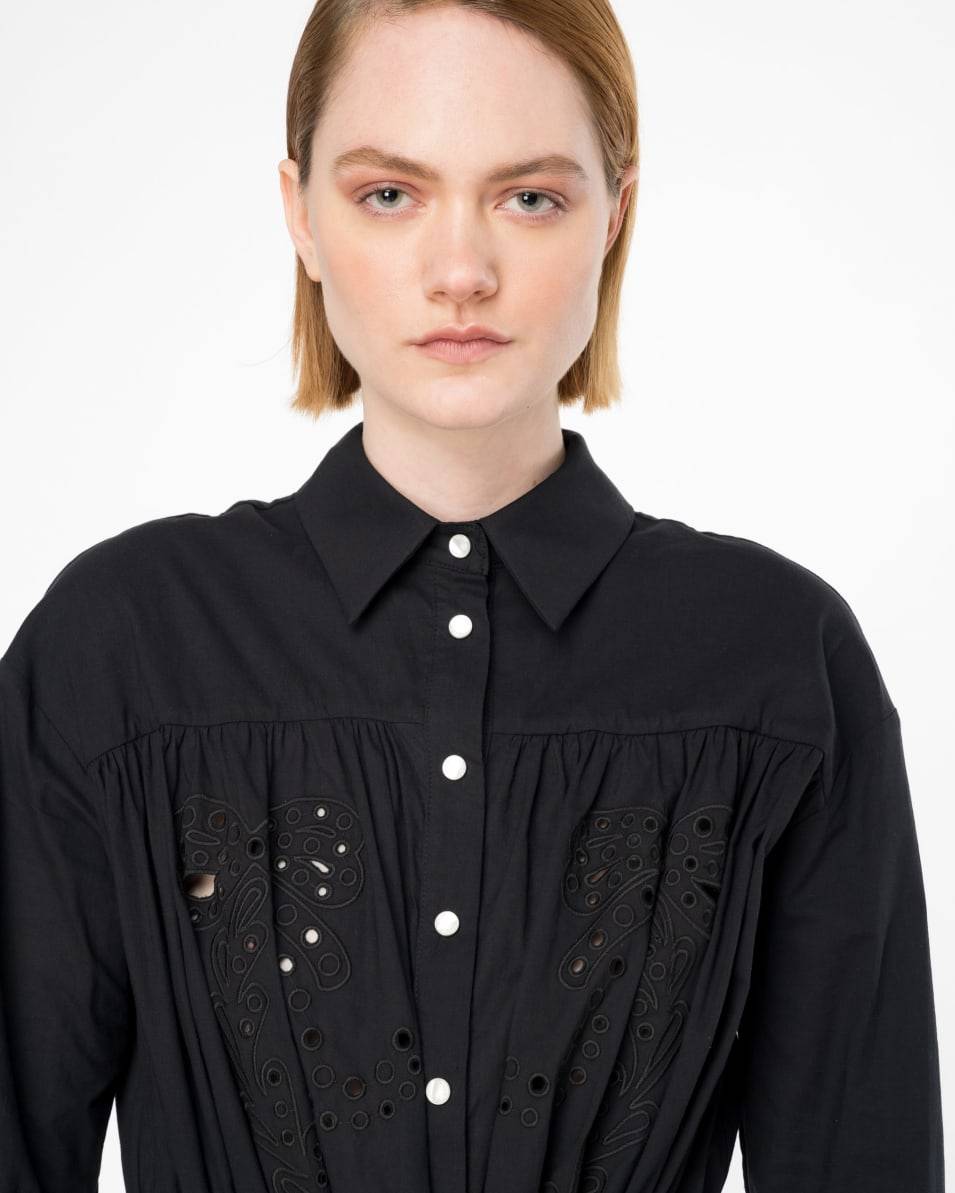 Pinko Hemdblusenkleid mit Lochspitze im Rodeo-Stil Verkauf
