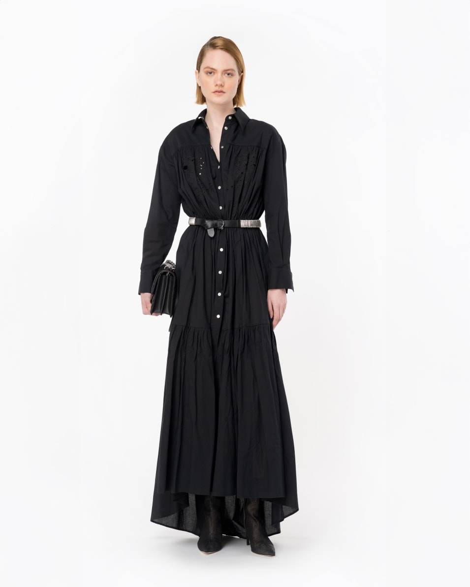 Pinko Hemdblusenkleid mit Lochspitze im Rodeo-Stil Verkauf