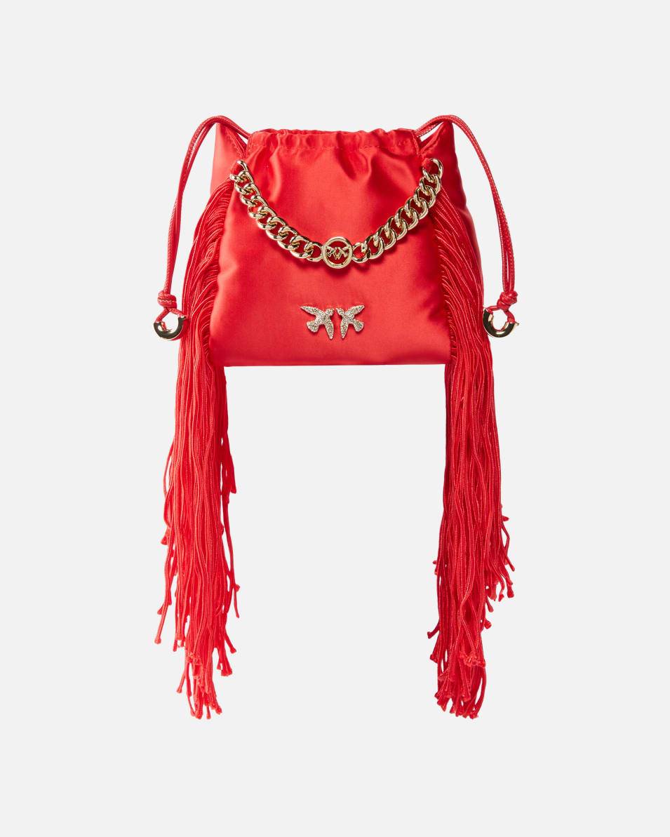 Pinko Minitasche im Clutch-Stil aus Satin mit Fransen Exklusive Angebote