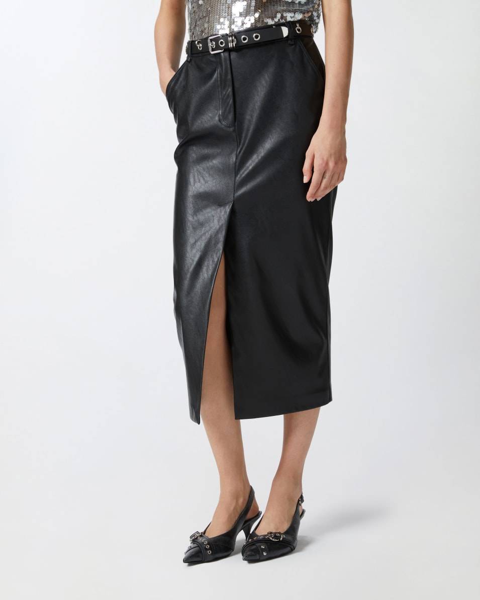 Pinko Midirock mit Ledereffekt und Schlitz Sonderangebote