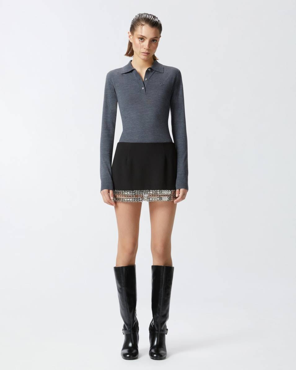 Pinko Minirock aus Crêpe mit Metallic-Stickerei am Saum Letzte 3 Tage