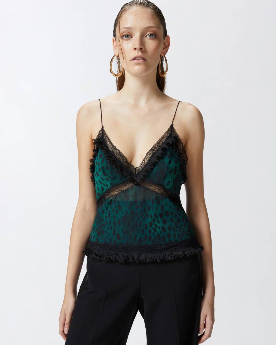 Pinko Leichtes Top mit Flecken-Print und Spitze Zeitbegrenzte Promotion