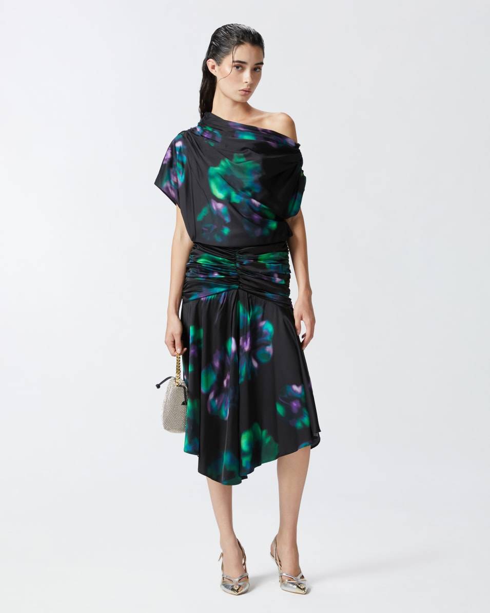 Pinko Midikleid mit Blumenprint in Verlaufsoptik und Drapierungen Nur für heute