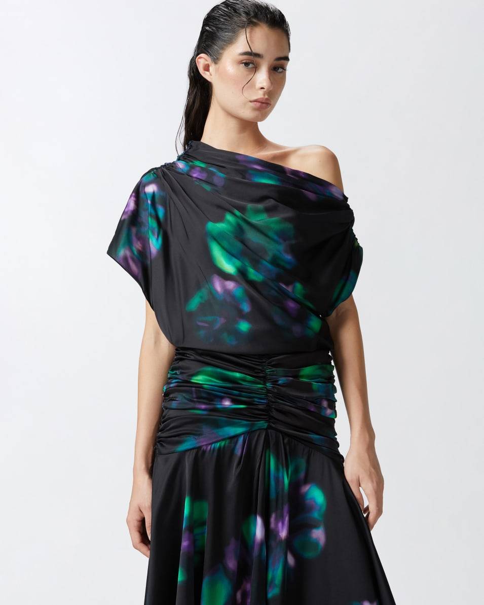Pinko Midikleid mit Blumenprint in Verlaufsoptik und Drapierungen Nur für heute