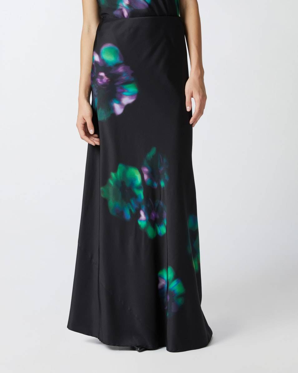 Pinko Langer Satinrock mit Blumenprint Sonderangebot der Fabrik