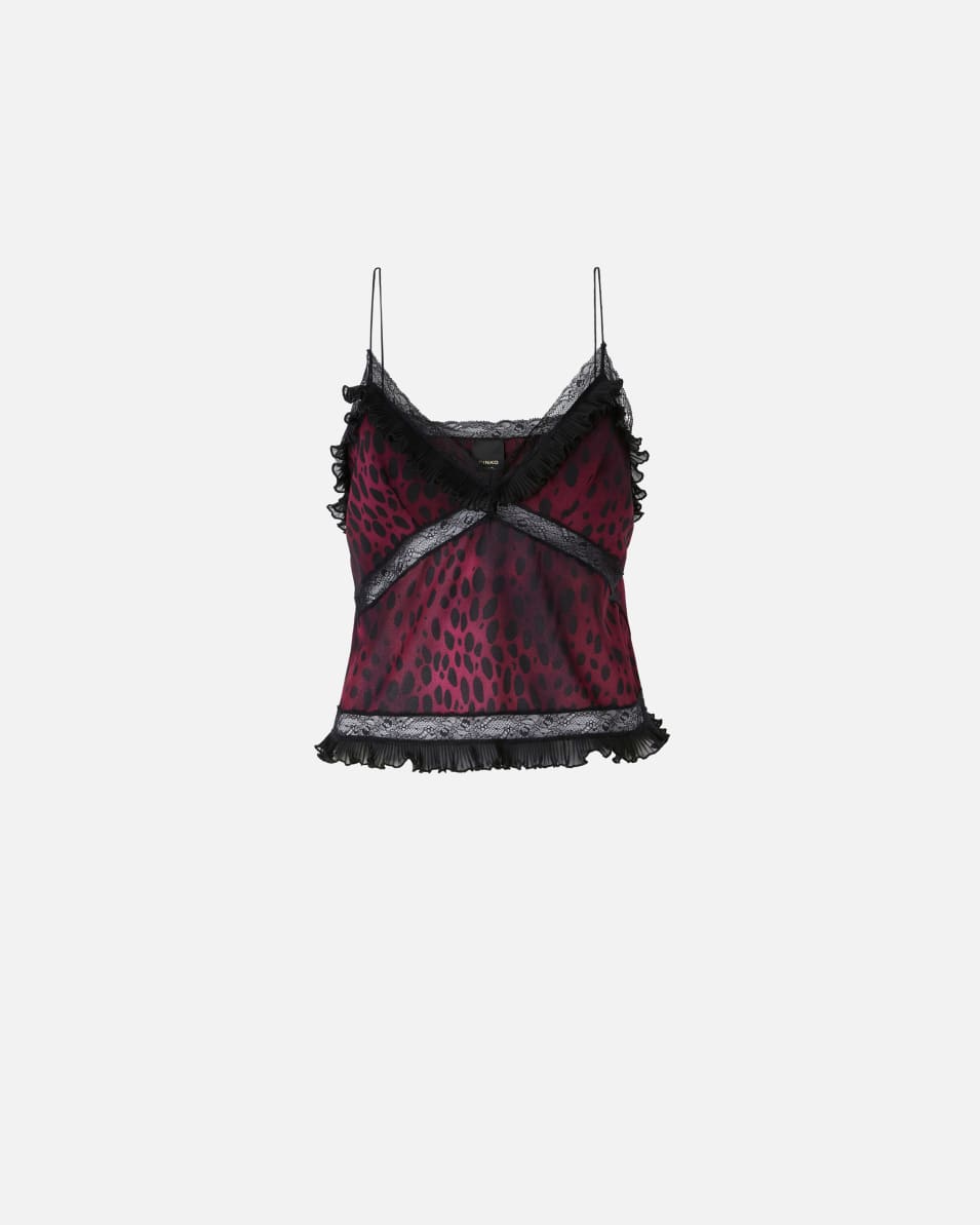 Pinko Leichtes Top mit Flecken-Print und Spitze Nur noch ein Tag übrig