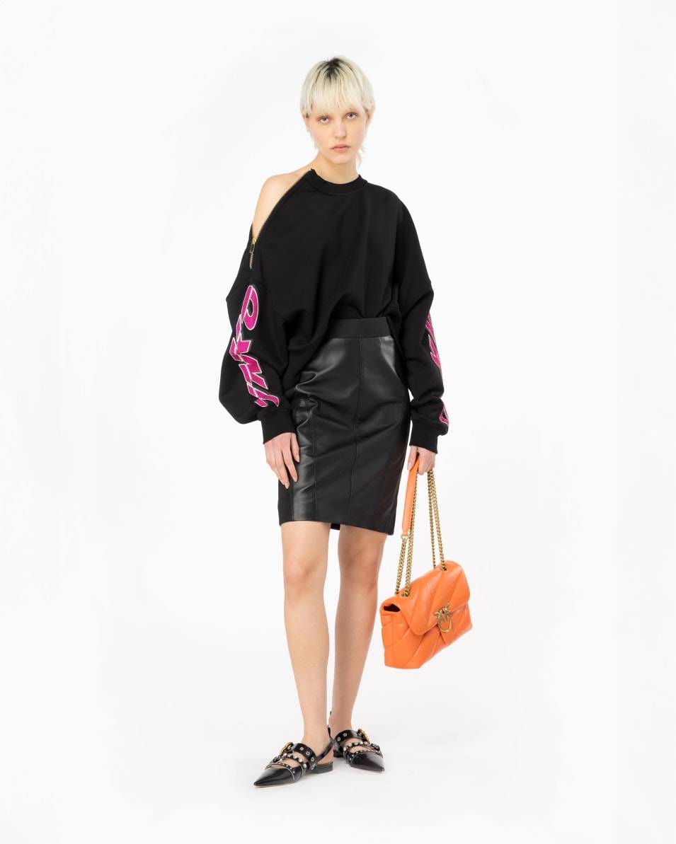Pinko Crop-Sweatshirt mit strassbesetztem Print Blitzverkäufe