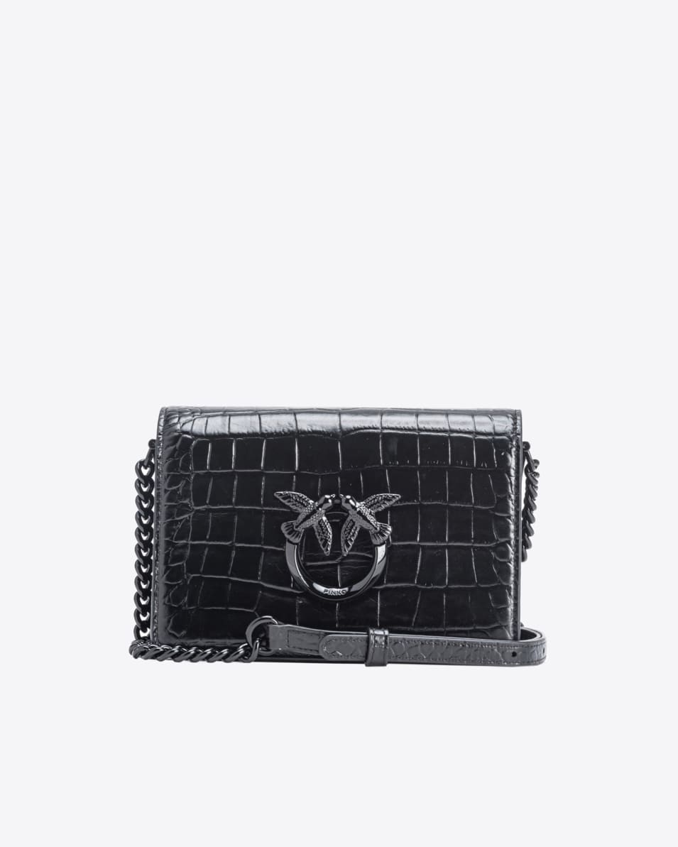 Pinko Mini Love Bag Click Kroko glänzend Fabrik Onlineshop
