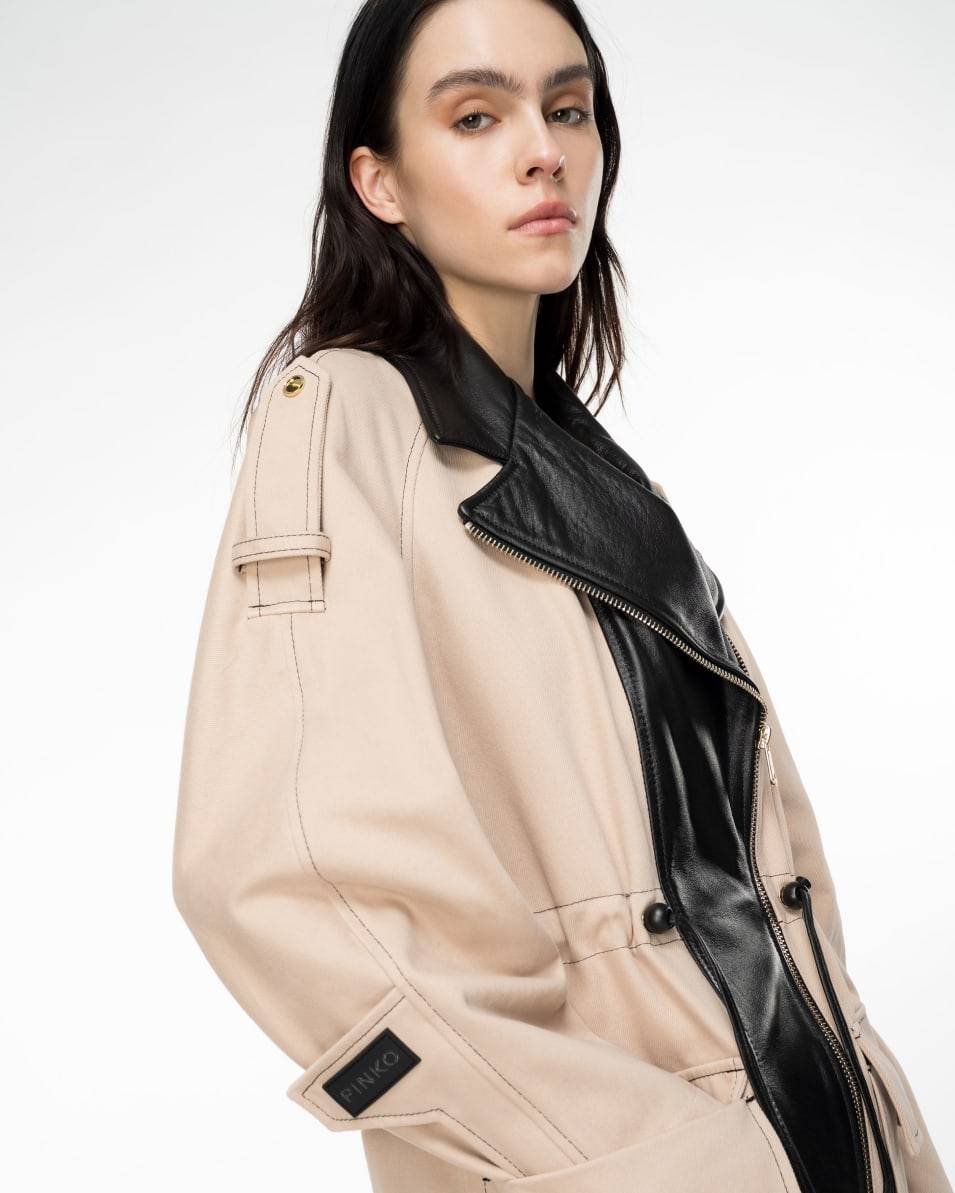 Pinko Parka aus Baumwolle und Leder Günstig kaufen