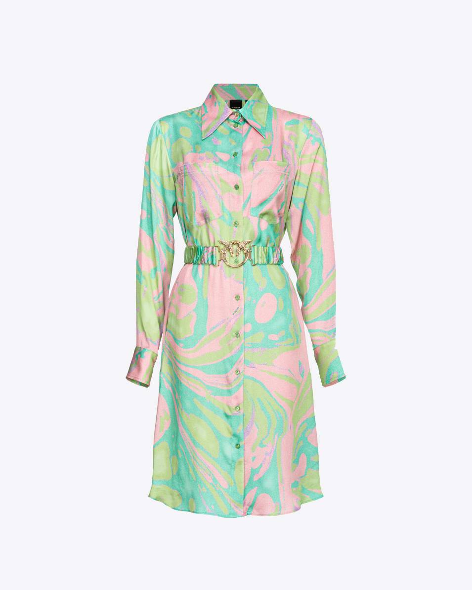 Pinko Hemdblusenkleid Satin Splash-Print Sonderangebote