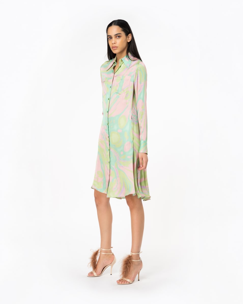 Pinko Hemdblusenkleid Satin Splash-Print Sonderangebote