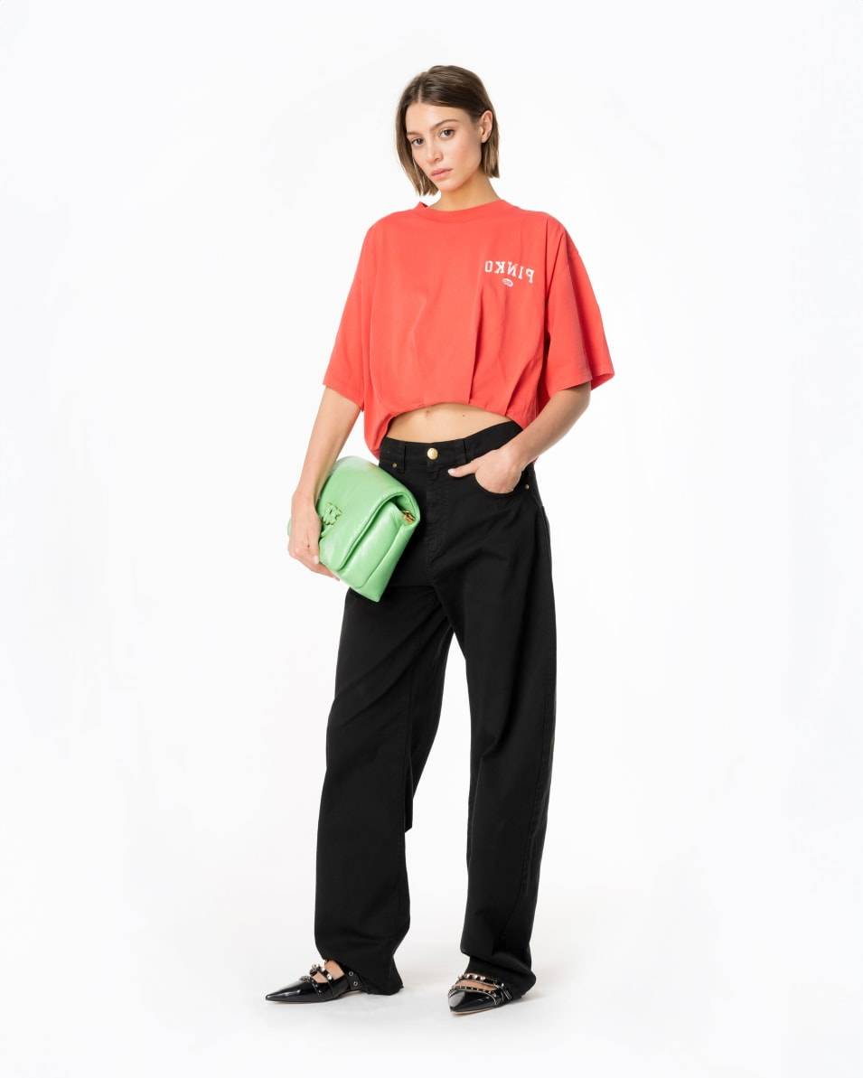Pinko Cropped-T-Shirt mit Logoprint Letzte 3 Tage