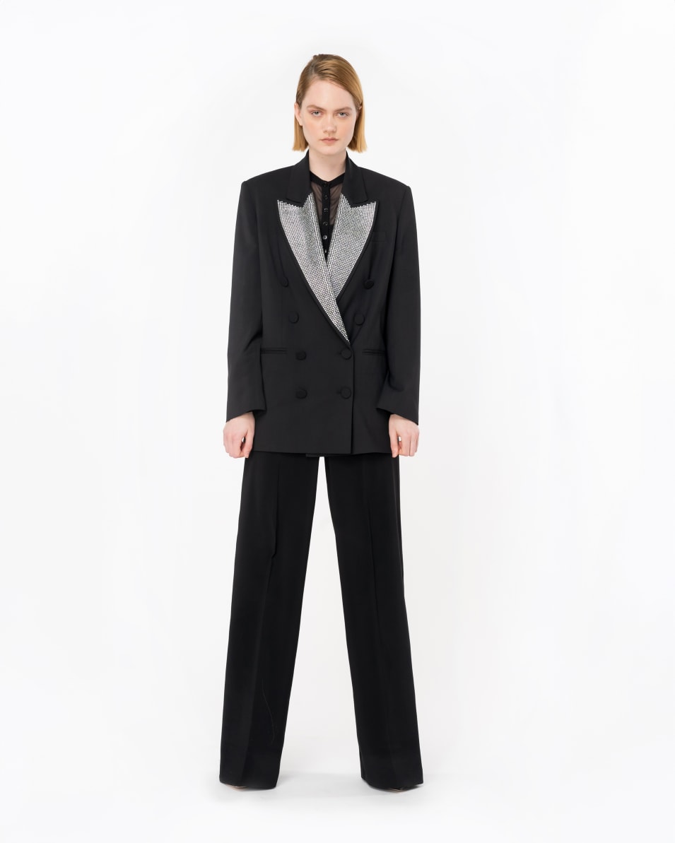 Pinko Zweireihiger Blazer mit strassbesetztem Revers Bis zu 50% Rabatt