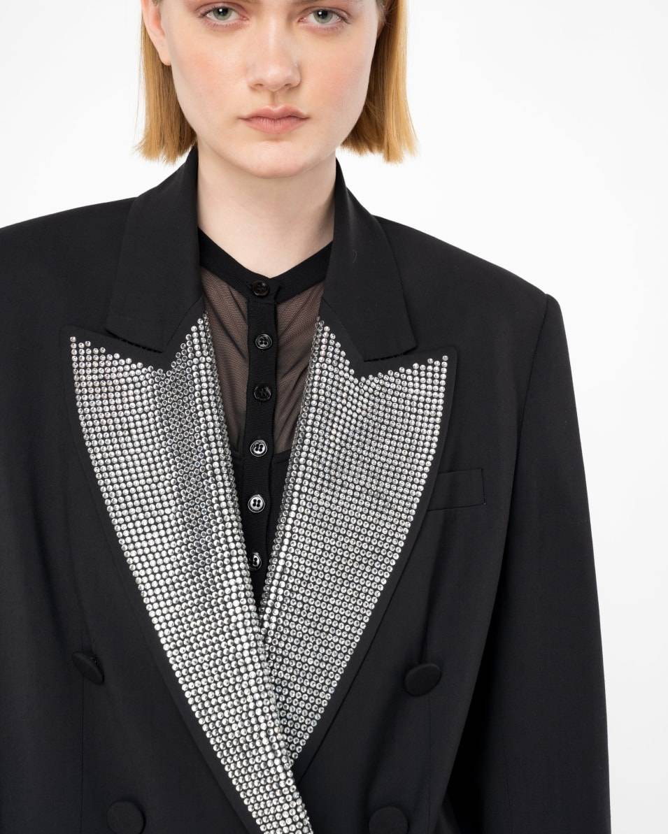 Pinko Zweireihiger Blazer mit strassbesetztem Revers Bis zu 50% Rabatt