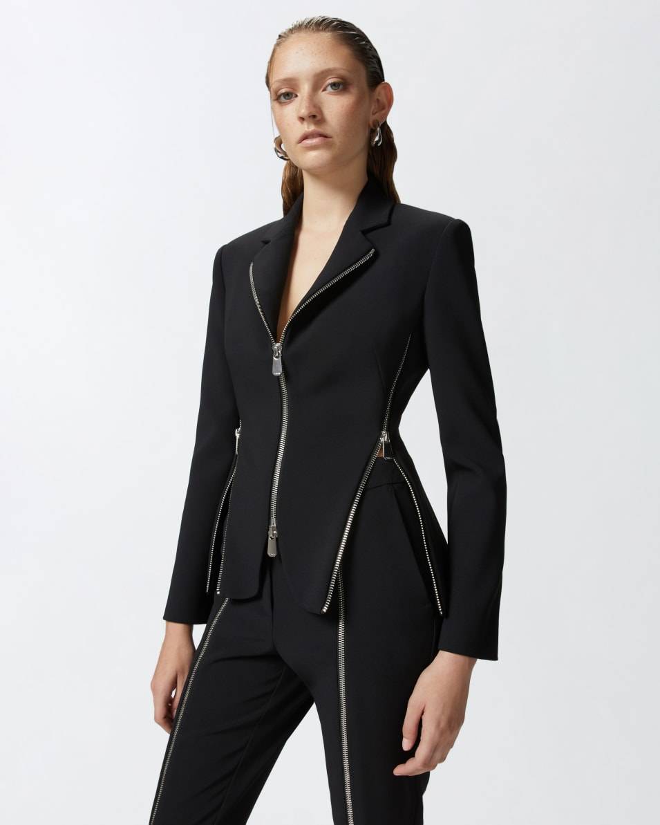 Pinko Jacke aus Crêpe-Stoff mit Metallreißverschlüssen Blitzverkäufe