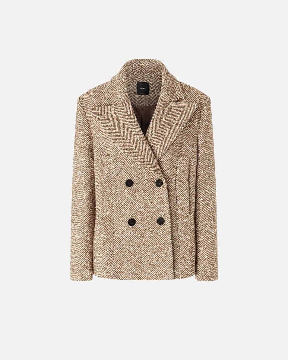 Pinko Zweireihiger, kurzer Caban-Mantel mit Fischgrätenmuster Flash Sale