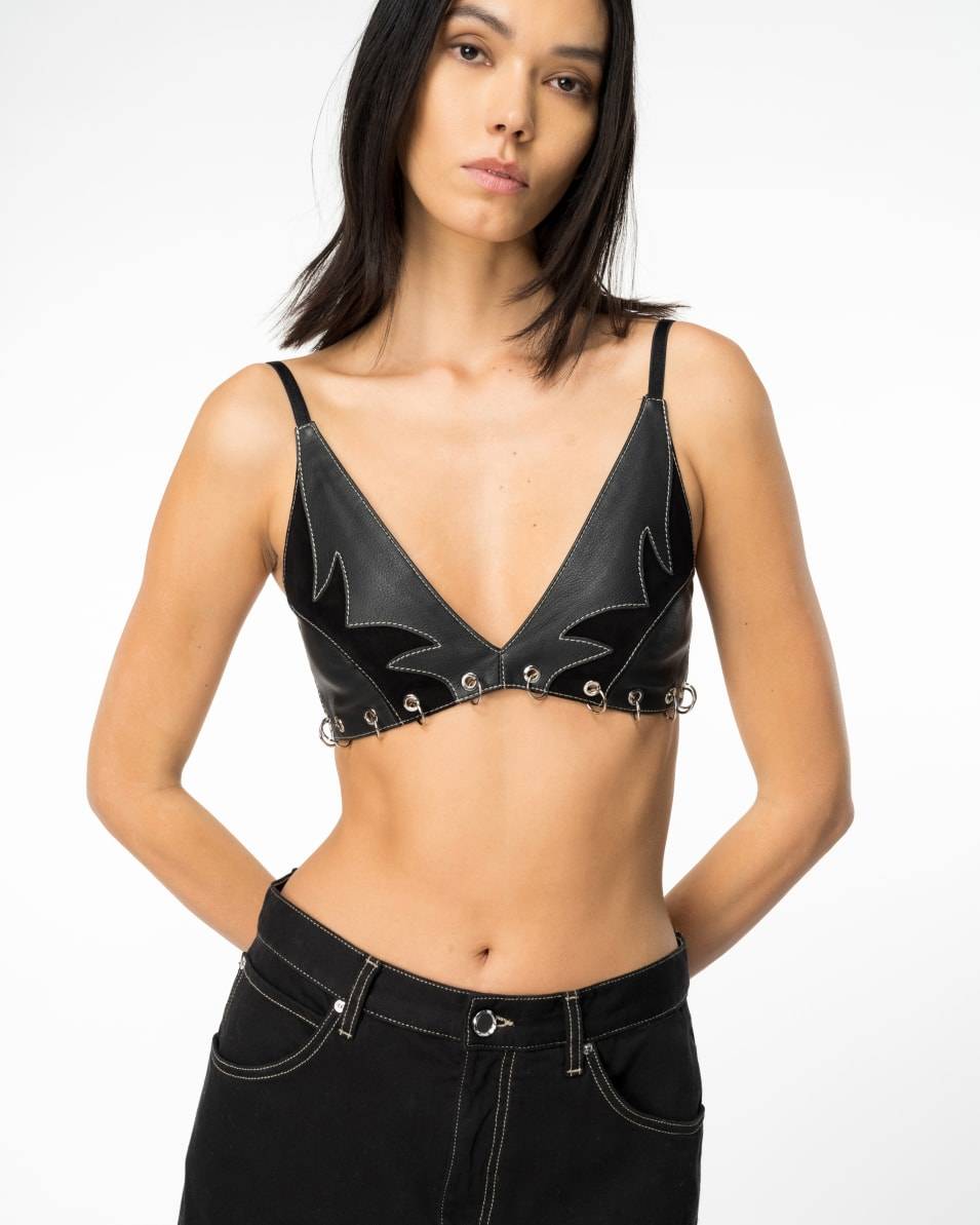 Pinko Rodeo-Top aus Leder und Veloursleder Preisnachlass