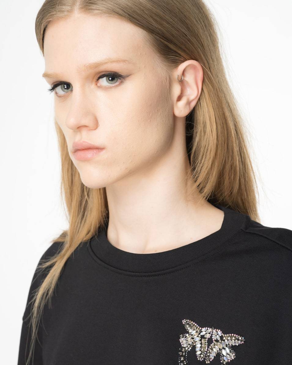 Pinko Boxy-Sweatshirt Love-Birds-Stickerei Neuheiten
