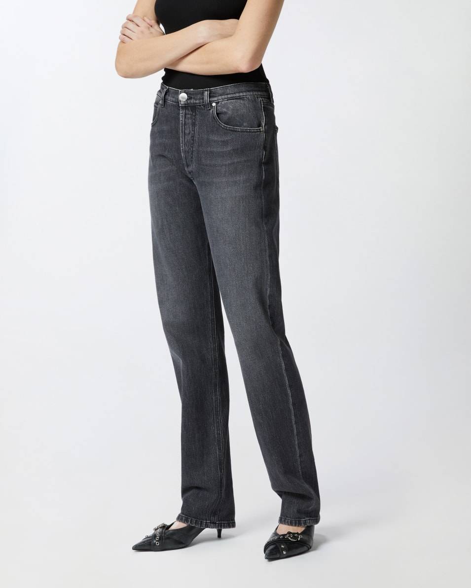 Pinko Gerade Jeans aus dunkelgrauem Denim Kostenloser Versand international
