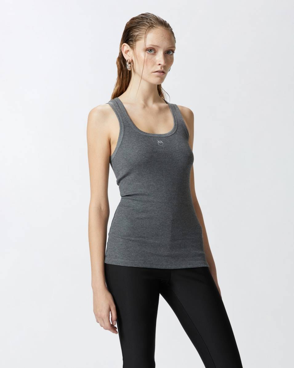 Pinko Geripptes Tanktop mit Logo Begrenzt auf 3 Tage