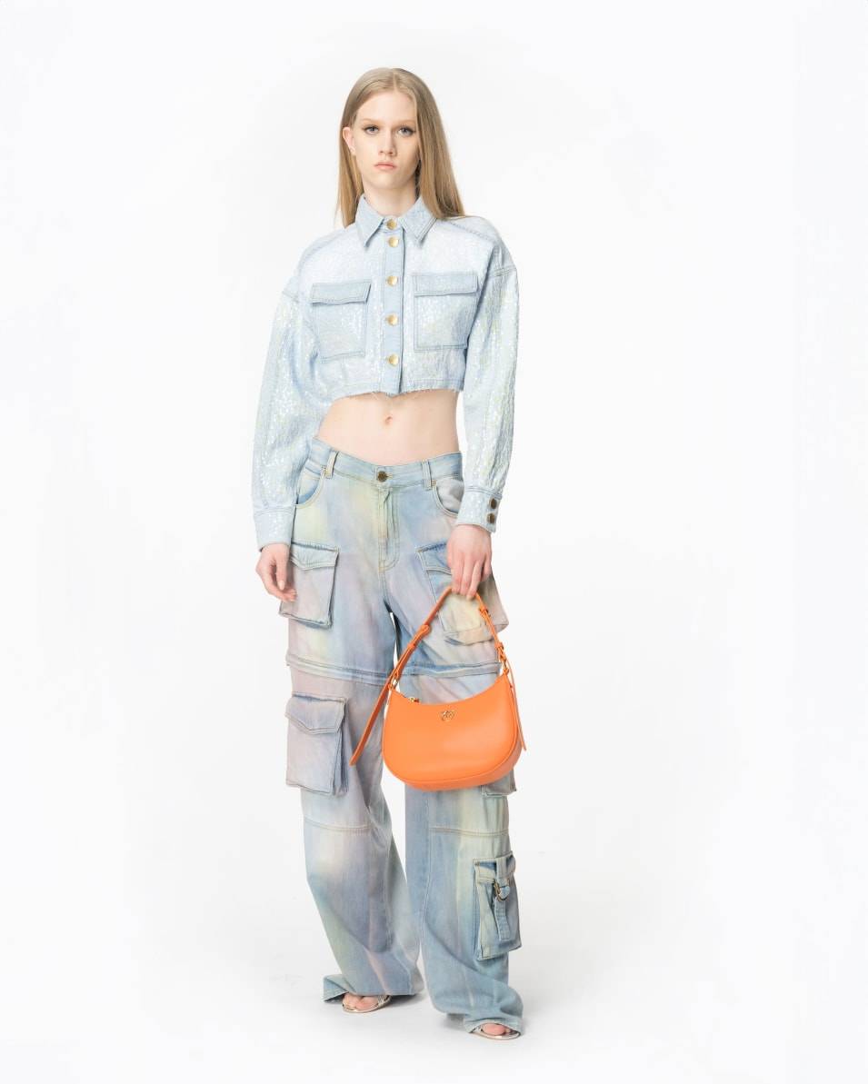 Pinko Cropped-Jeansjacke mit Pailletten Kauf eins, bekomm eins gratis