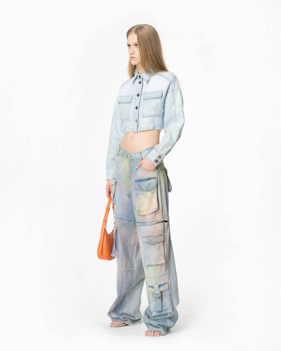 Pinko Cropped-Jeansjacke mit Pailletten Kauf eins, bekomm eins gratis