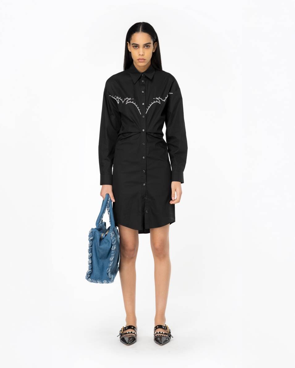 Pinko Mini-Hemdblusenkleid Stickerei im Rodeo-Stil Sonderangebote