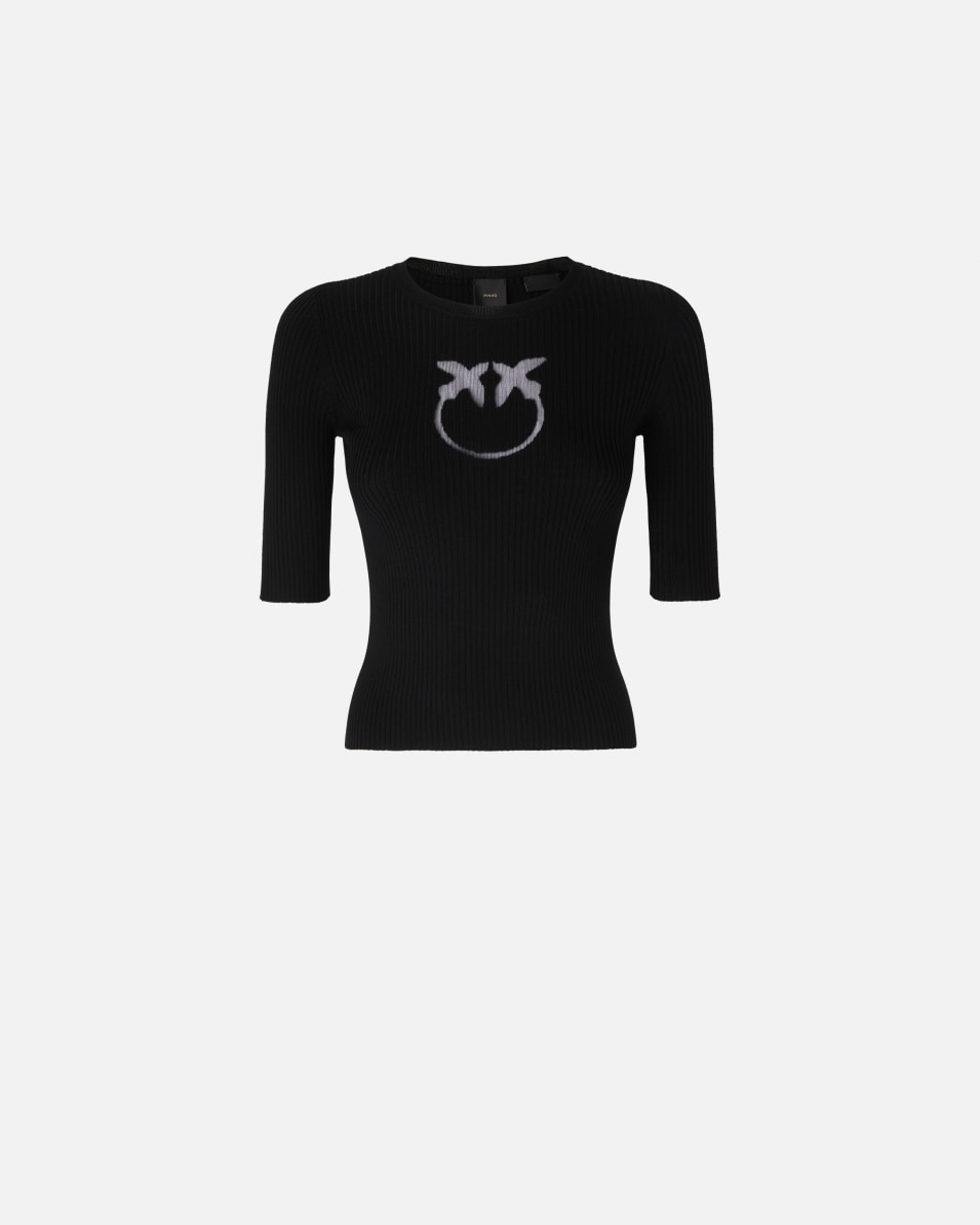 Pinko Halbarmpullover mit Logo aus Wolle Riesige Ersparnisse