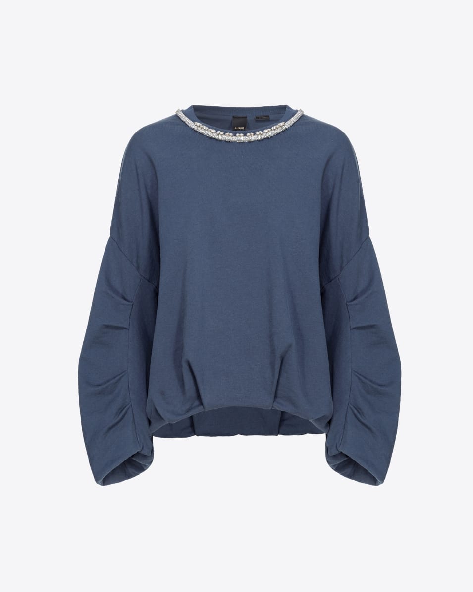 Pinko Sweatshirt mit Schmuckbesatz am Ausschnitt Sonderangebot der Fabrik