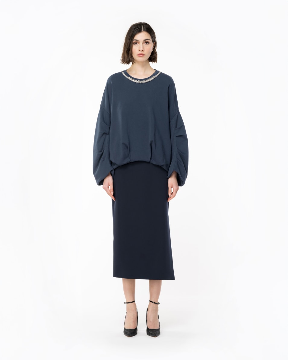Pinko Sweatshirt mit Schmuckbesatz am Ausschnitt Sonderangebot der Fabrik