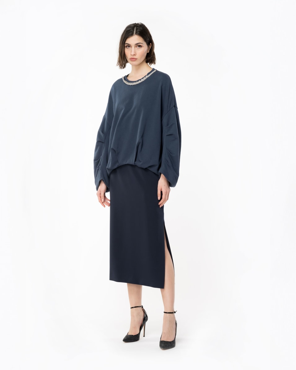 Pinko Sweatshirt mit Schmuckbesatz am Ausschnitt Sonderangebot der Fabrik