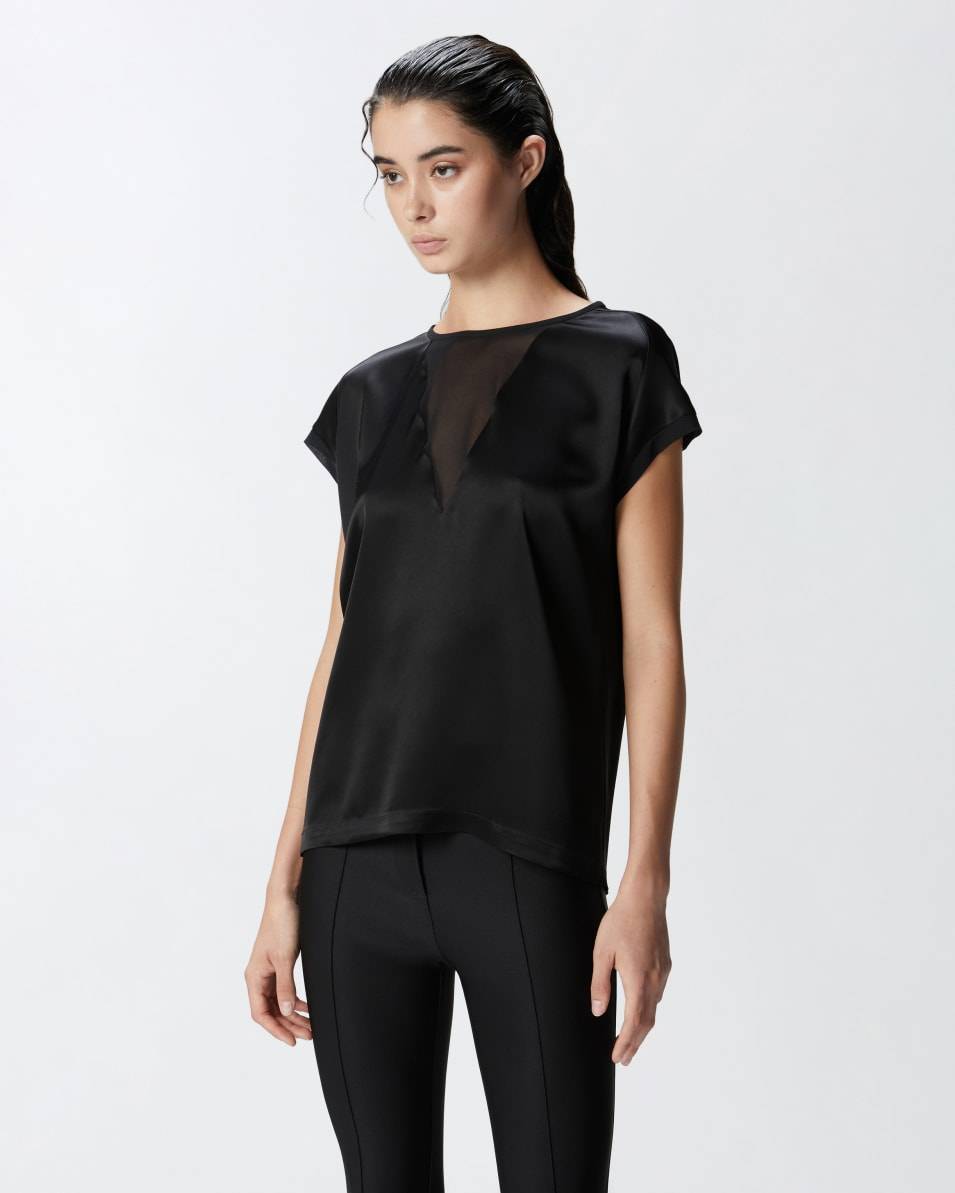 Pinko T-Shirt-Bluse aus Satin und Georgette Discount Store für neue Produkte
