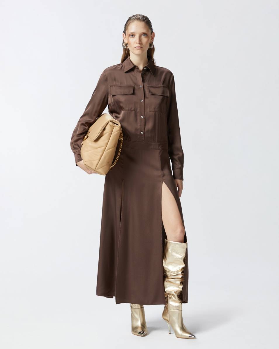 Pinko Langes Kleid aus Satin Fabrikladen