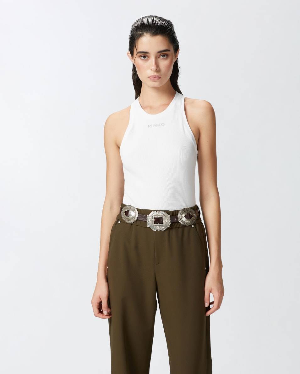 Pinko Rippen-Tanktop mit Logo Rabatte dieses Monats