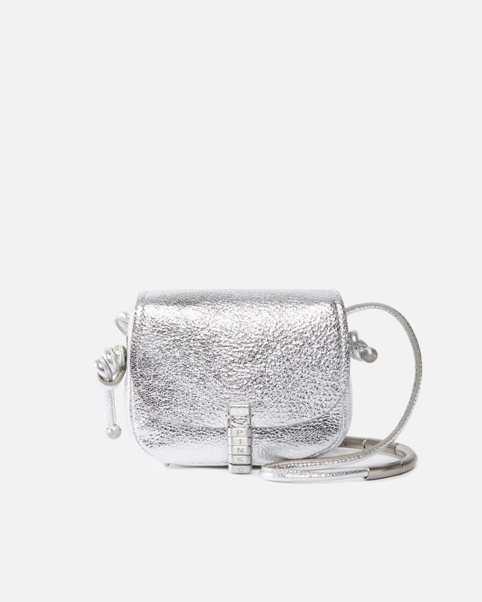 Pinko Mikro-Umhängetasche im Saddle-Bag-Stil aus laminiertem Leder Limitierter Zeitrabatt