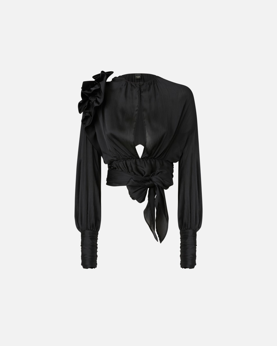 Pinko Kurzbluse aus Satin mit Applikationen Weihnachtsangebot