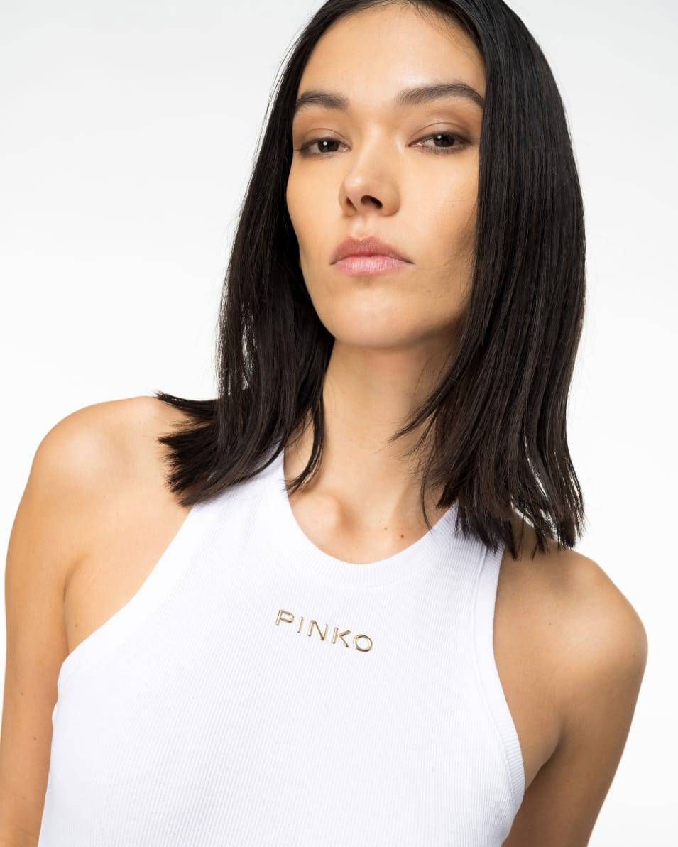 Pinko Geripptes Top mit Logo Jubiläumsangebot